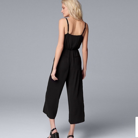 1 State Womens Tie Front Black Jumpsuit - Picture 2 of 13